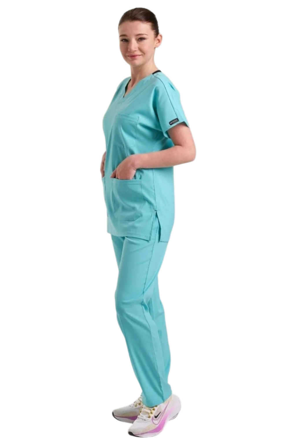 Bermuda Likralı Scrubs Takım - Bakanlık Uyumlu Aile Sağlığı Forması - Görsel 3